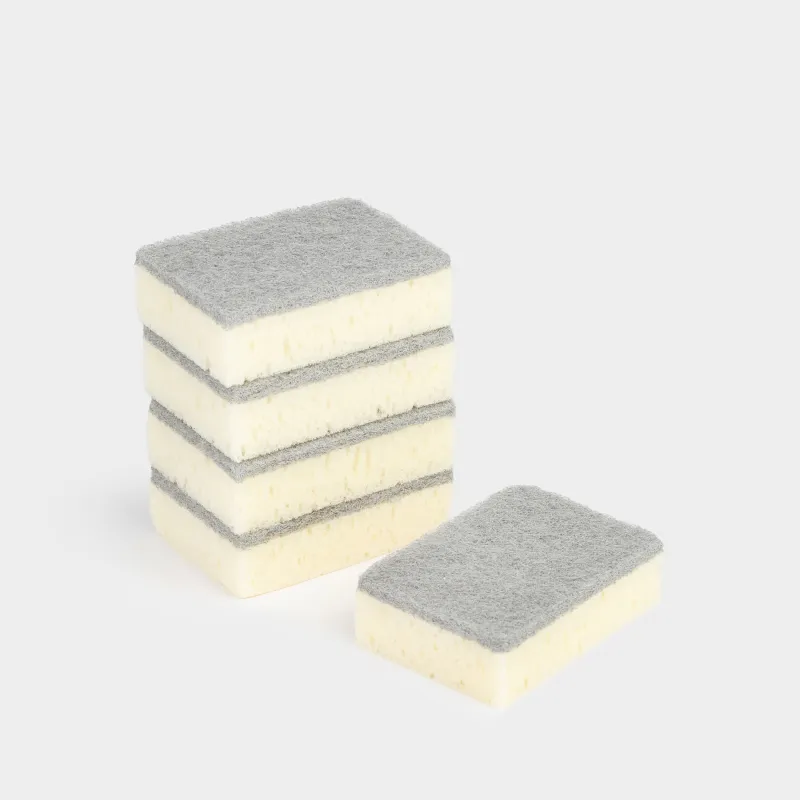 Ыдыс жууға арналған Губка, 10х7 см, 5 дана, көбік/абразивті, тікбұрышты, сарғылт қоңыр-сұр, Clean