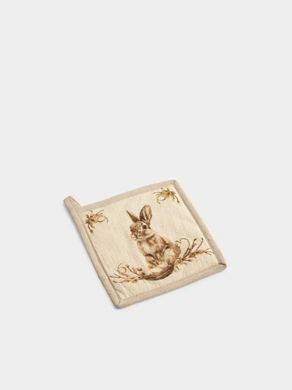 Ыдыс ұстағыш, 20х20 см, мақта, сарғылт-қоңыр, Пасха қояны, Rabbit Easter, image-1