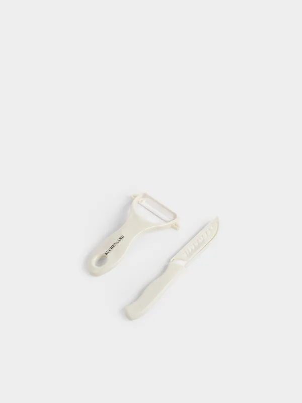 Көкөністерді тазартуға арналған жинақ, 2 зат, пышақ/көкөніс тазартқыш, керамика/пластик, сарғылт, Extra-light, image-1