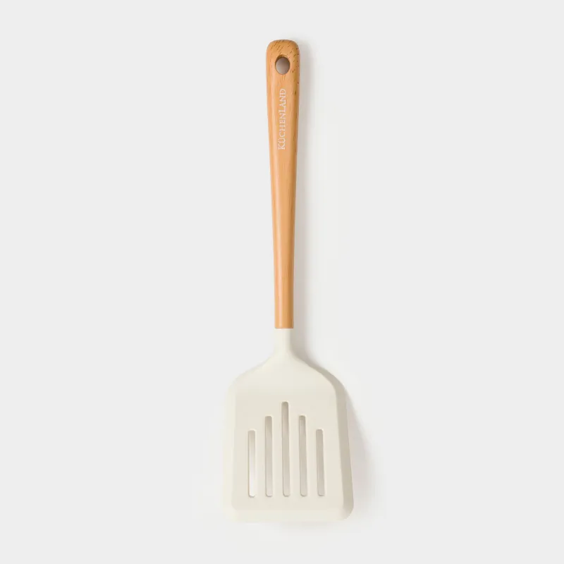 Лопатка, 31 см, с прорезями, силикон/пластик, бежевая, Letia, image-0