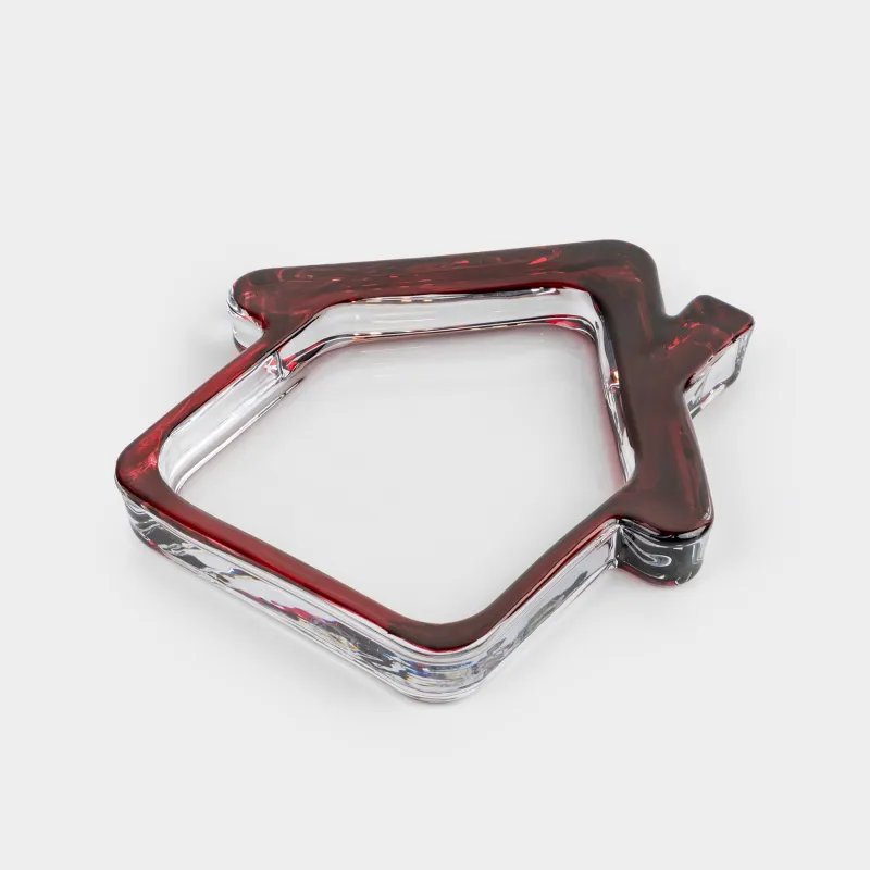 Блюдо, 18х19 см, стекло, бордовое, Дом, House shape