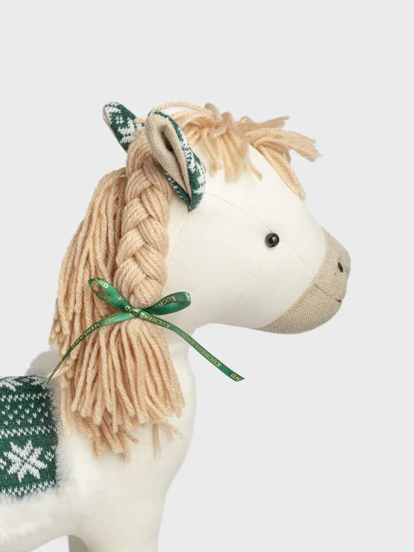 Игрушка, 35 см, мягкая, с подвижными лапами, полиэстер, бежево-зеленая, Лошадка, Horse toy, image-2