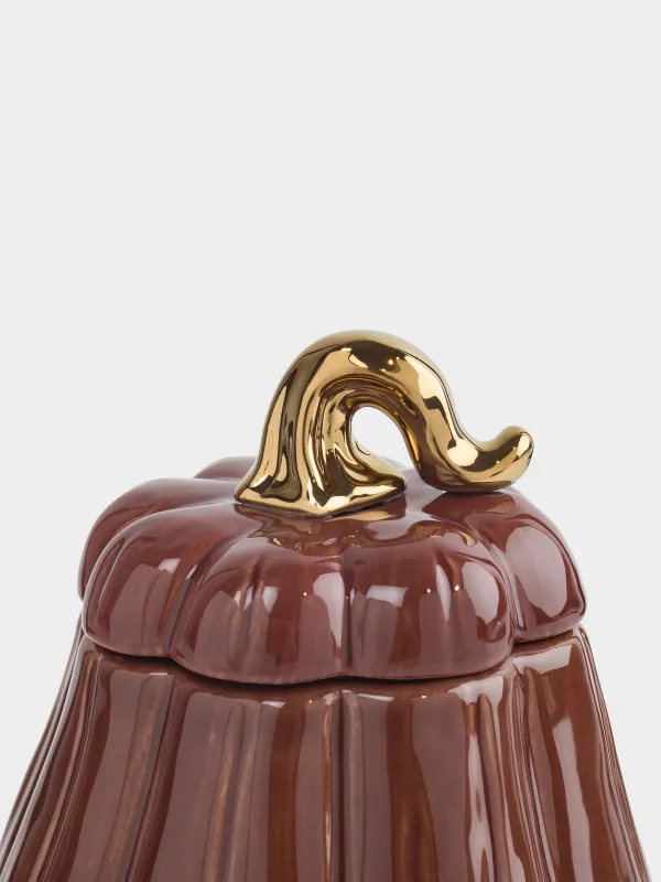 Сақтау ыдысы, 15х16 см, мл, керамика, қою қызыл-алтын, Асқабақтағы кірпі, Colors autumn, image-1