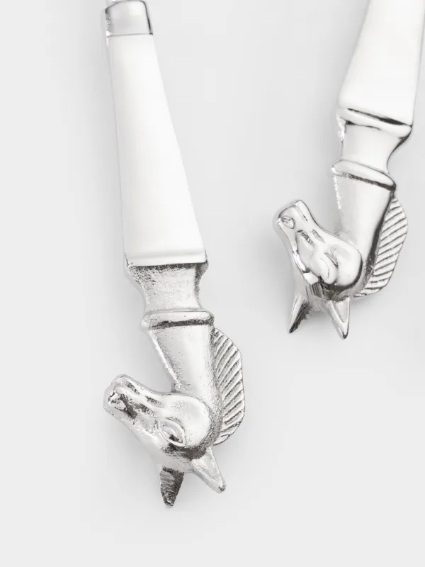 Приборы для сервировки салата, 26 см, 2 пр, ложка/вилка, металл, серебристые, Кони, Horse silver, image-3