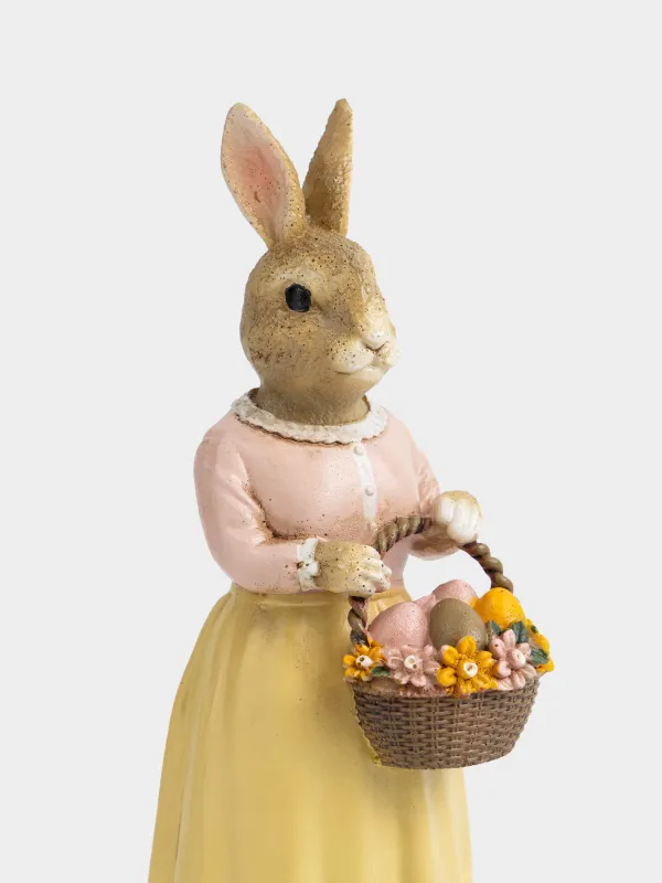 Мүсінше, 15 см, полирезин, қоңыр және көгілдір, Гүлдері бар қоян ханым, Silver age, image-2