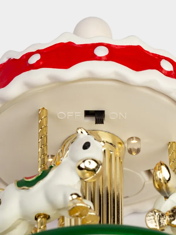 Мүсінше, музыкалық, 16 см, жарықтандырылған, керамика, қызыл-жасыл, Карусель, Christmas style, image-3