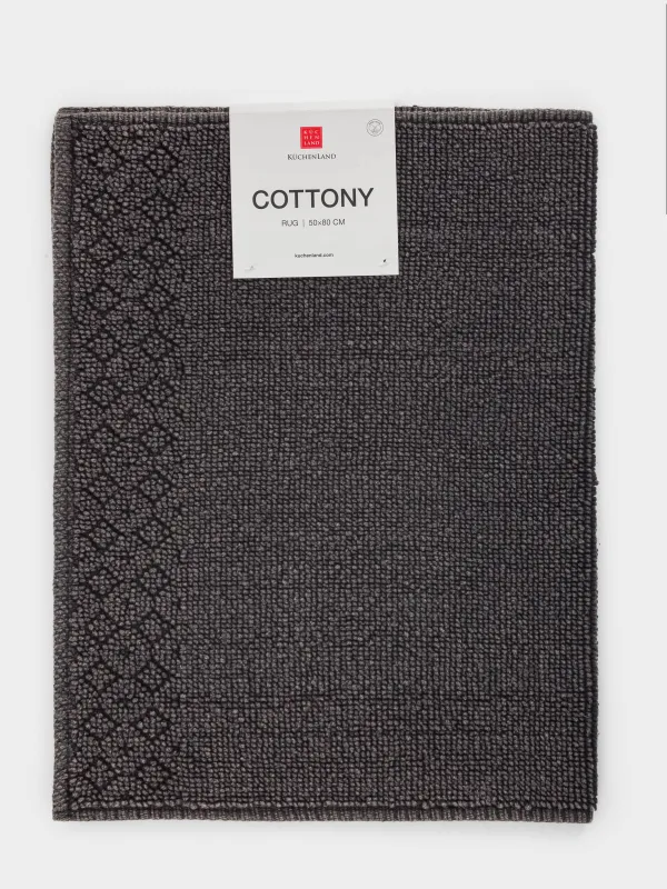 Коврик, 50х80 см, хлопок, темно-серый, Cottony, image-3