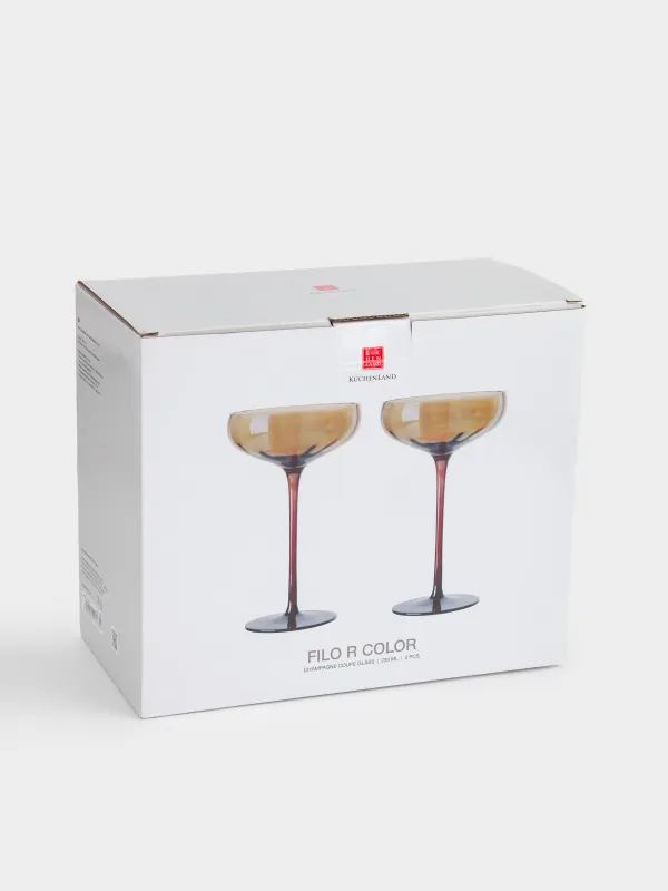 Шампан бокалы, 220 мл, 2 дана, шыны, кәріптас-қоңыр, Filo R color, image-4
