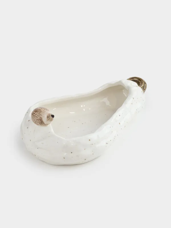 Кәмпит ыдысы, 24х15 см, 480 мл, керамика, сүт түстес, дақты, Асқабақтағы кірпі, Slight frost, image-0