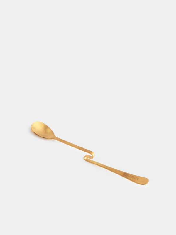 Шай қасық, 20 см, иілген тұтқасы бар, болат, алтын, Classic gold, image-2