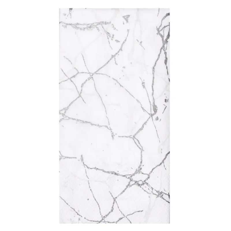 Қағаз майлықтар, 33х33 см, 20 дана, тікбұрышты, ақ, күміс мәрмәр, Maniera