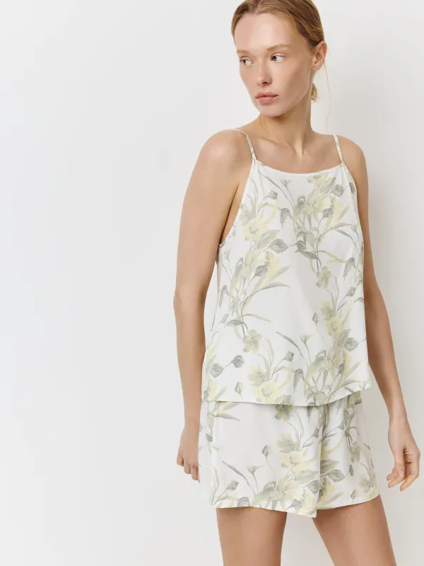 Әйелдерге арналған топ, үйге арналған, өлшемі S, белдіктері бар, вискоза, сұр, Жапырақтар, Leksli, image-0