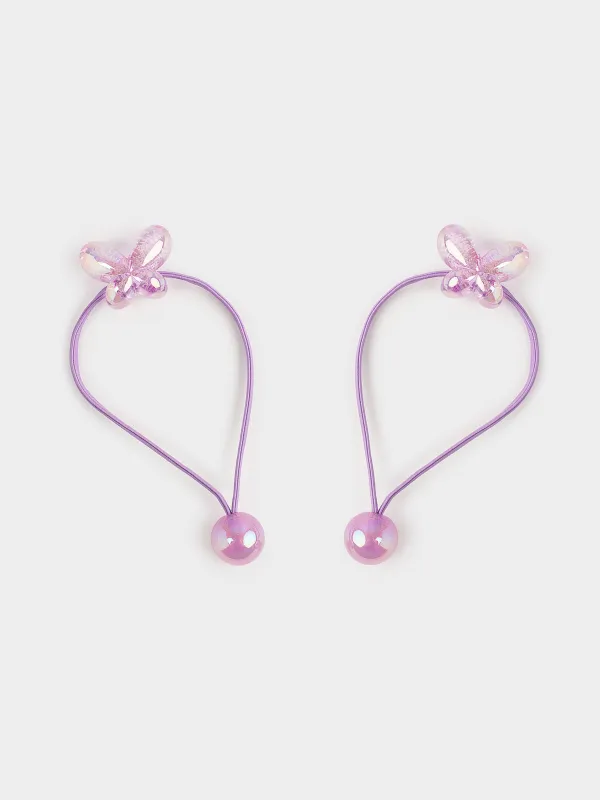 Шашқа арналған серпімді, 9 см, 2 дана, акрил / полиэстер, күлгін, көбелек, Грацил, image-0