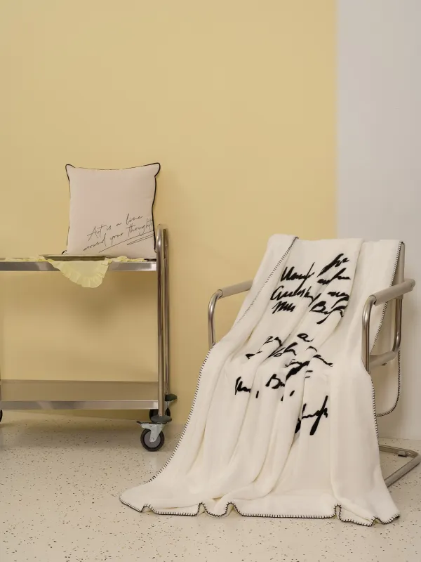 Жамылғы, 140х190 см, фланель, сүт түстес, Қара жиек, Flannel, image-4