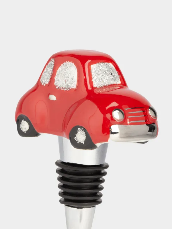 Шарап бөтелкесінің тығыны, 10 см, металл/фарфор P, Қызыл көлік, Red car, image-2