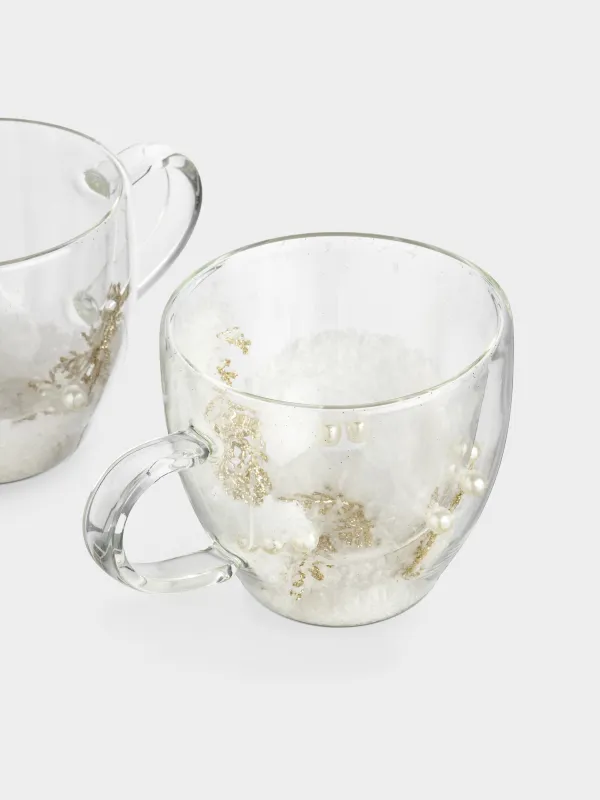 Саптыаяқ, 280 мл, 2 дана, шыны Б, ішінде қар басқан бұтақтары бар, Air decor, image-1