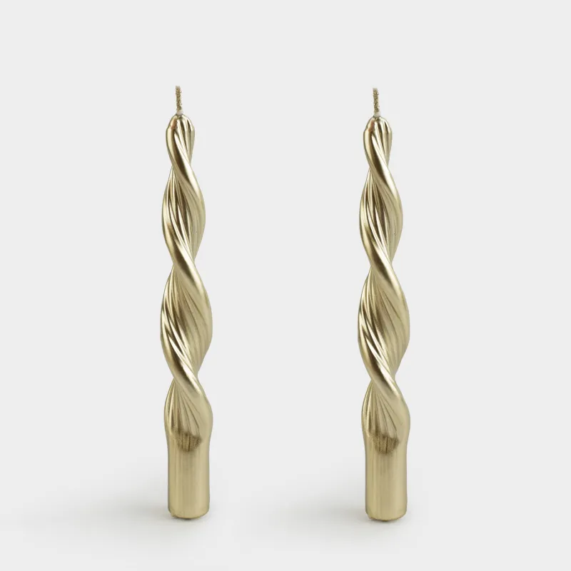 Свеча, 2 шт, 20 см, тонкая, шампань, Спираль, Spiral shape