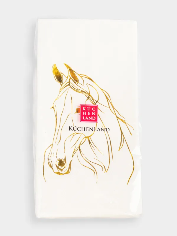 Салфетки бумажные, 33х33 см, 20 шт, прямоугольные, белые, Золотистая лошадь, Horse gold, image-4