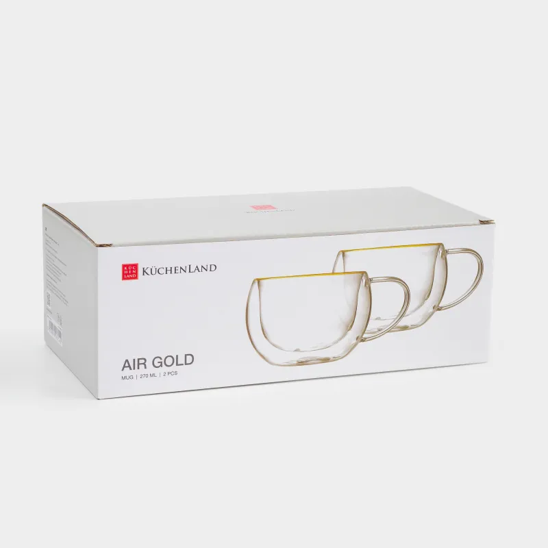 Саптыаяқ, 270 мл, 2 дана, шыны Б, алтын жиегі бар, Air gold, image-3