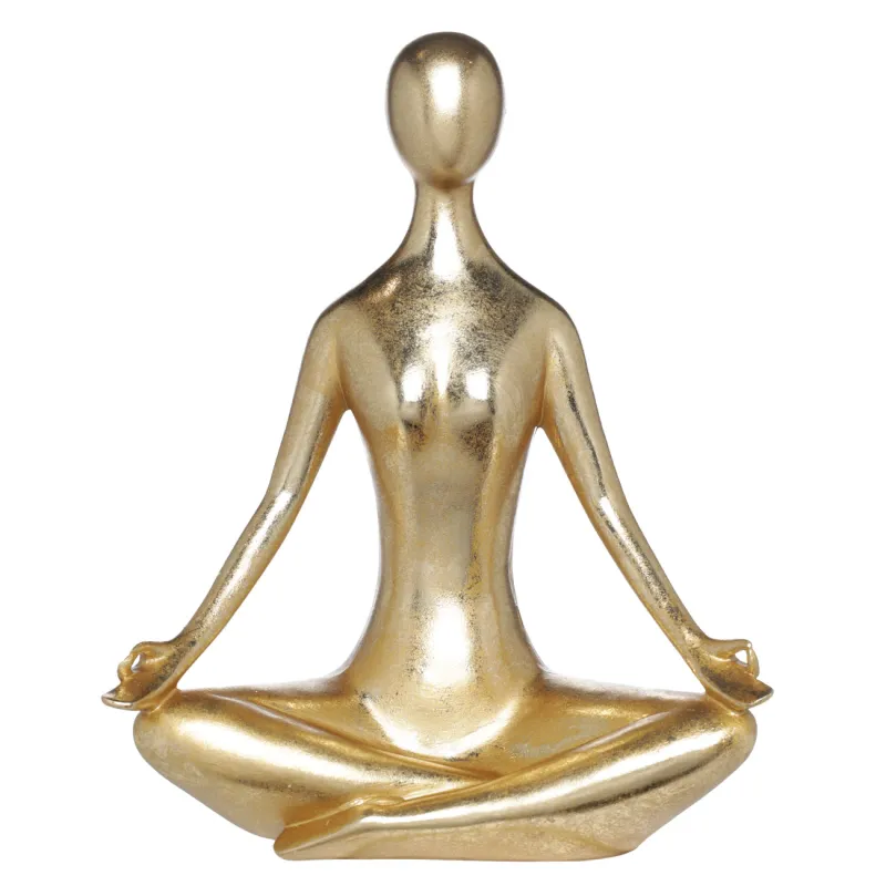 Статуэтка, 26 см, полирезин, золотистая, Поза лотоса, Face, image-0