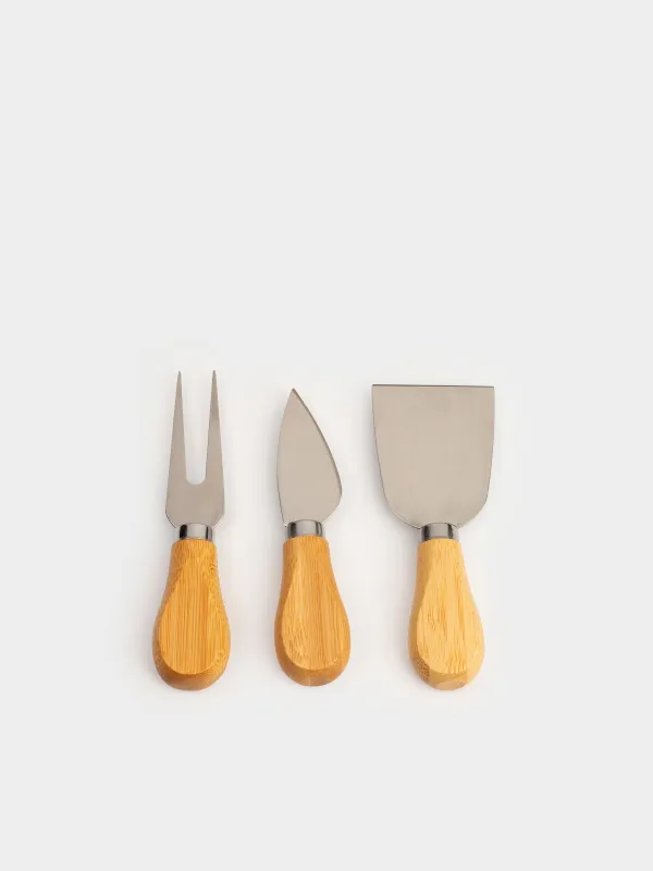 Ірімшік жинағы, 4 зат, тақта тірегі, болат/бамбук, сопақ, Cheese, image-6