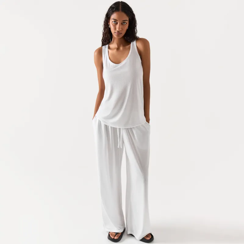 Әйелдер шалбары, үйге арналған, өлшемі L, вискоза/полиэстер, ақ, Railia