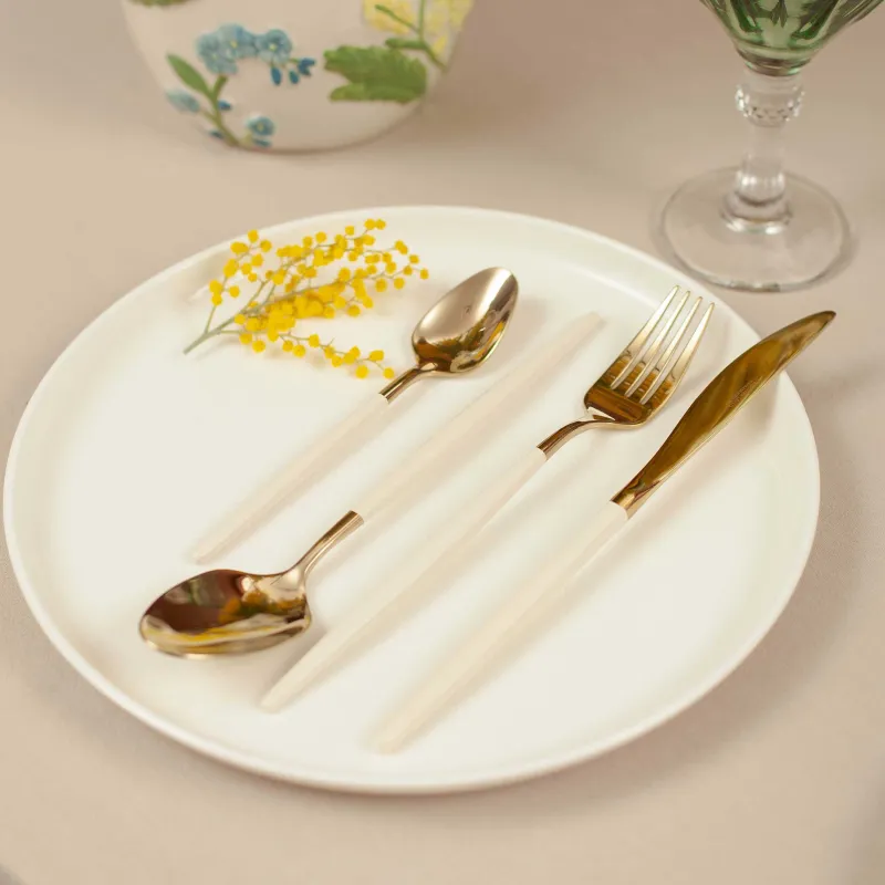 Столовые приборы, 6 перс, 24 пр, сталь, золотисто-молочные, Paris, image-8