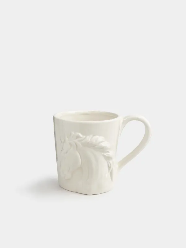 Саптыаяқ, 500 мл, керамика, сүт түстес, Жылқы, Horse pattern, image-0