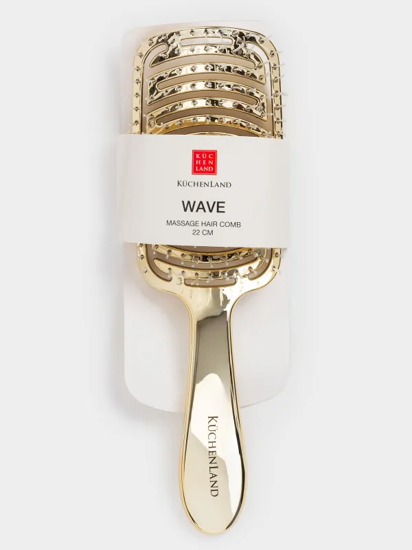 Шашқа арналған массаждық тарақ, 22 см, пластик, алтын, Wave, image-4