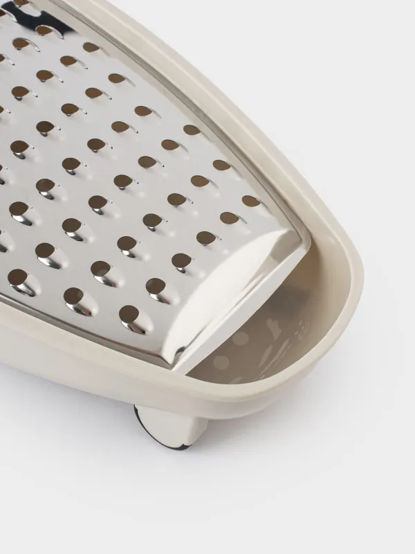 Терка, 26 см, с контейнером, сталь/пластик, светло-серая, Assist, image-2