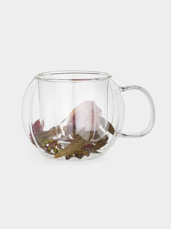 Кружка, 310 мл, стекло Б, с сухоцветами и листьями внутри, Air decor, image-0