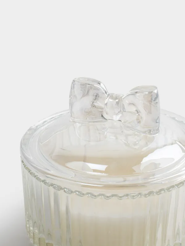 Свеча ароматическая, 11х5 см, в подсвечнике, с крышкой, перламутр, стекло, Raw Space, Бантик, Elegant, image-4