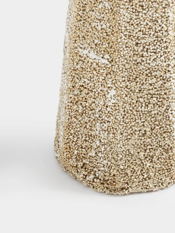 Шырша-конус, 80 см, жарықтандырылған, металл, шампан, Қарлы шырша, Frosty sparks, image-2