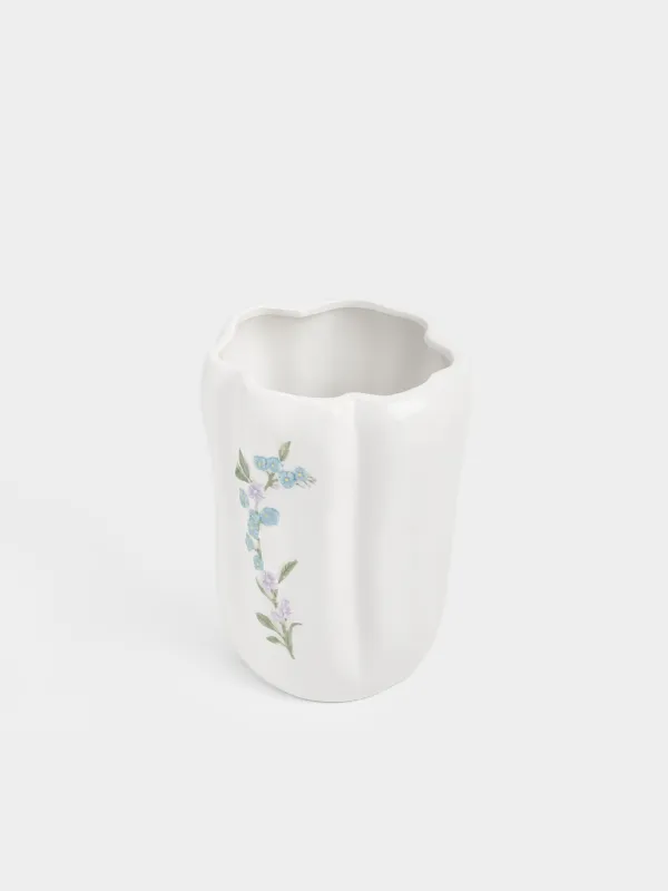 Гүл вазасы, 20 см, керамика, ақ, Ботакөз, Crumple flower, image-2