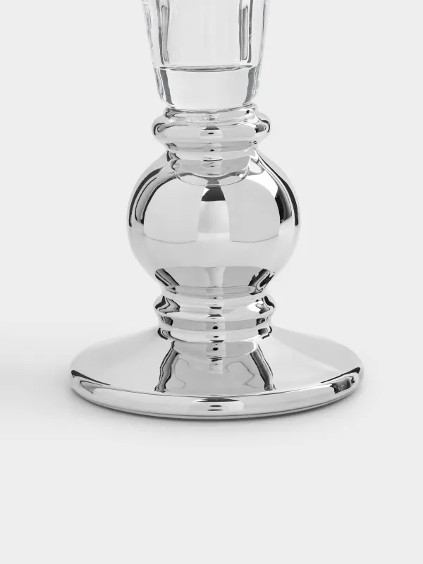 Шам ұстағыш, 13 см, бір шамға арналған, аяқты, шыны, күміс, Clear color, image-2