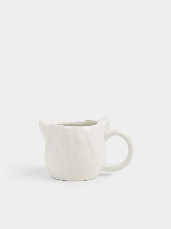 Кружка, 440 мл, керамика D, молочная, Кошка с цветком, Cat, image-2