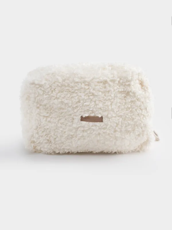 Косметичка, 27х17 см, искусственный мех, молочная, Curled, image-0