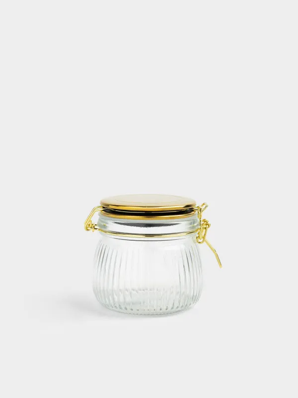 Банка для сыпучих продуктов, 500 мл, клипса, Ribby gold, image-0