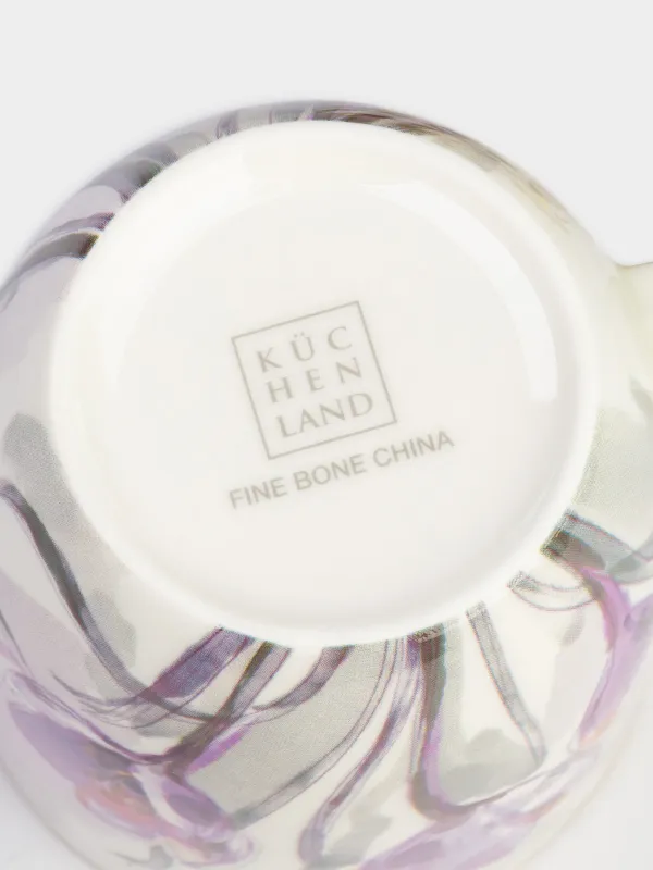 Саптыаяқ, 370 мл, 2 дана, фарфор F, ақ, алтын жиектері бар, Көктемгі гүлдер, Bloome, image-5