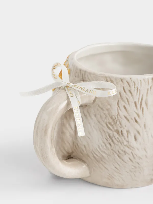 Саптыаяқ, 470 мл, керамика, сарғылт-қоңыр, Гүл шоқтарындағы қоян, Rabbit in narcis, image-3