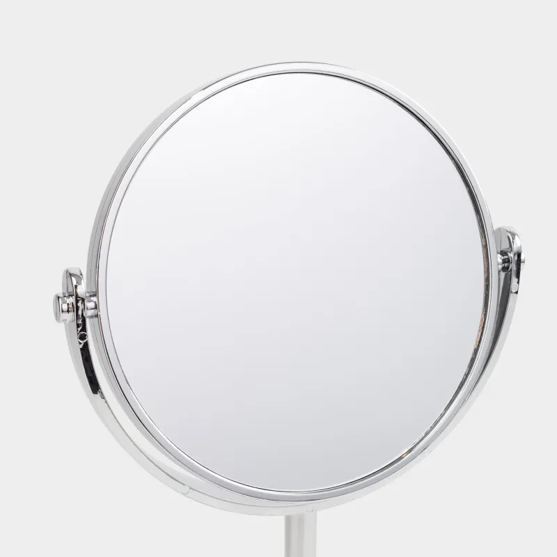 Үстел айнасы, 29x17/14 см, екі жақты, аяқты, пластик, дөңгелек, күміс, Wave, image-1