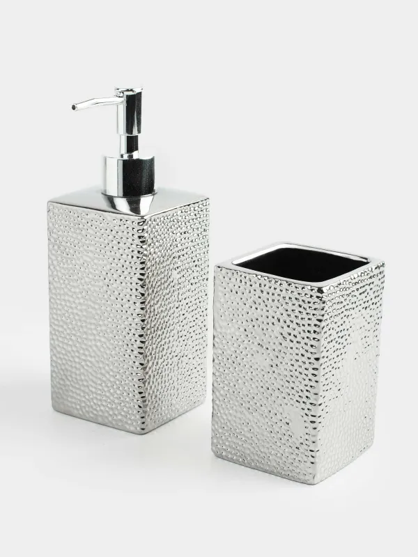 Жуынатын бөлмеге арналған жиынтық, 2 зат, керамика/металл, күміс, Gallant, image-1