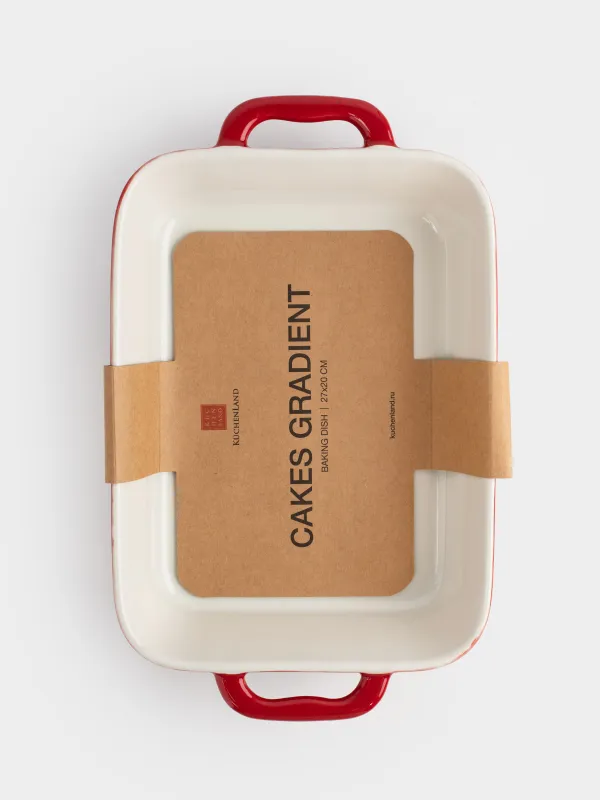 Пісіруге арналған қалап, 27х20 см, керамика, тікбұрышты, қызғылт, Градиент, Cakes gradient, image-8