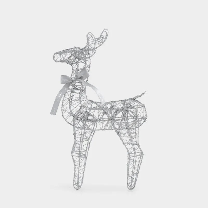 Статуэтка с подсветкой, 40 см, металл, серебристая, Олень, Deer sparks