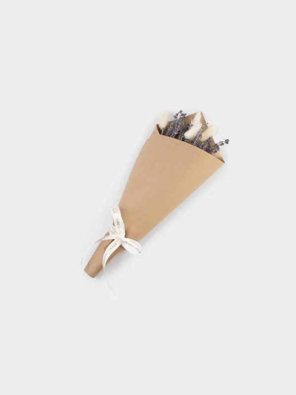 Букет декоративный, 35 см, сухоцветы, в крафте, Лаванда и лагурус, Dried flower, image-2