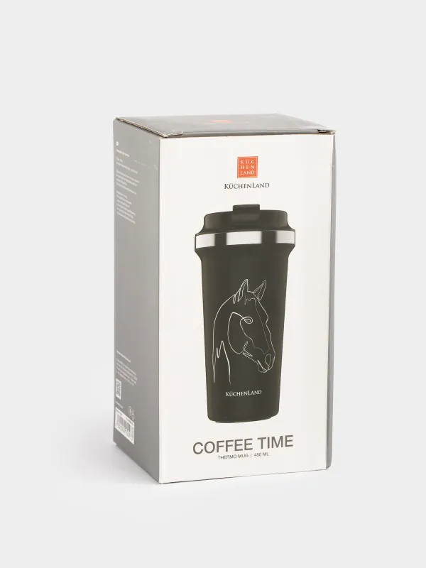 Термокружка, 450 мл, сталь/пластик, черная, Конь, Coffee time, image-6