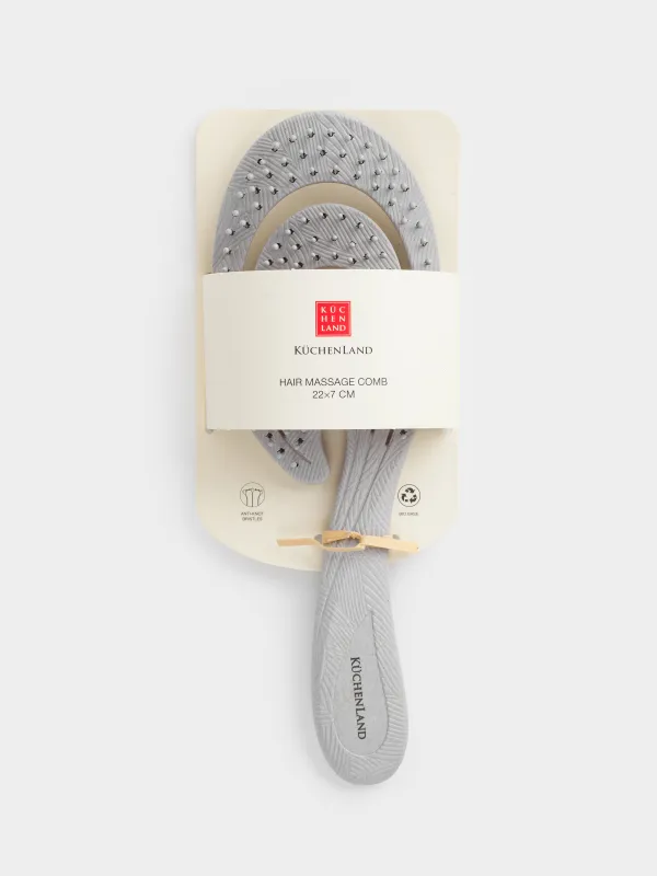 Расческа массажная для волос, 22 см, растительное волокно/пластик, серо-голубая, Zipo, image-4