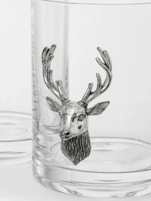 Виски стақаны, 10 см, 340 мл, 2 дана, шыны/металл, Күміс түсті бұғы, Lux elements, image-3