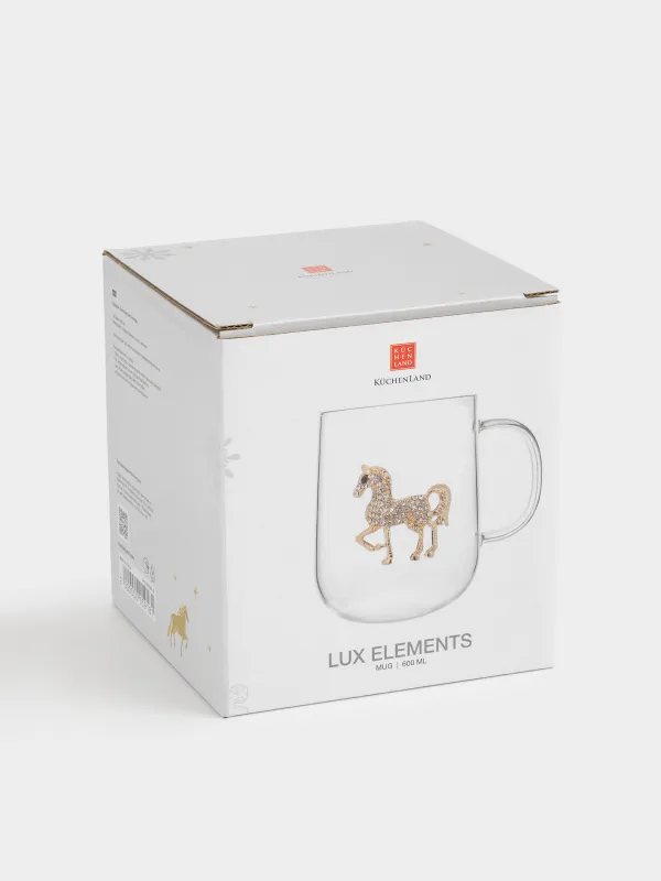 Саптыаяқ, 580 мл, шыны Б/металл, Алтын жылқы, Lux elements, image-4