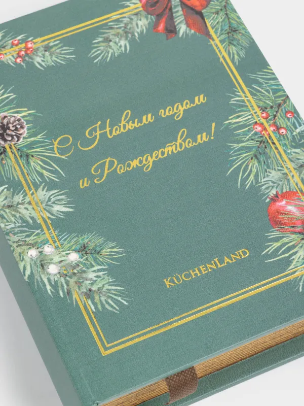 Шкатулка для украшений, 22х18 см, МДФ, прямоугольная, зеленая, Книга, Christmas miracle classic, image-5